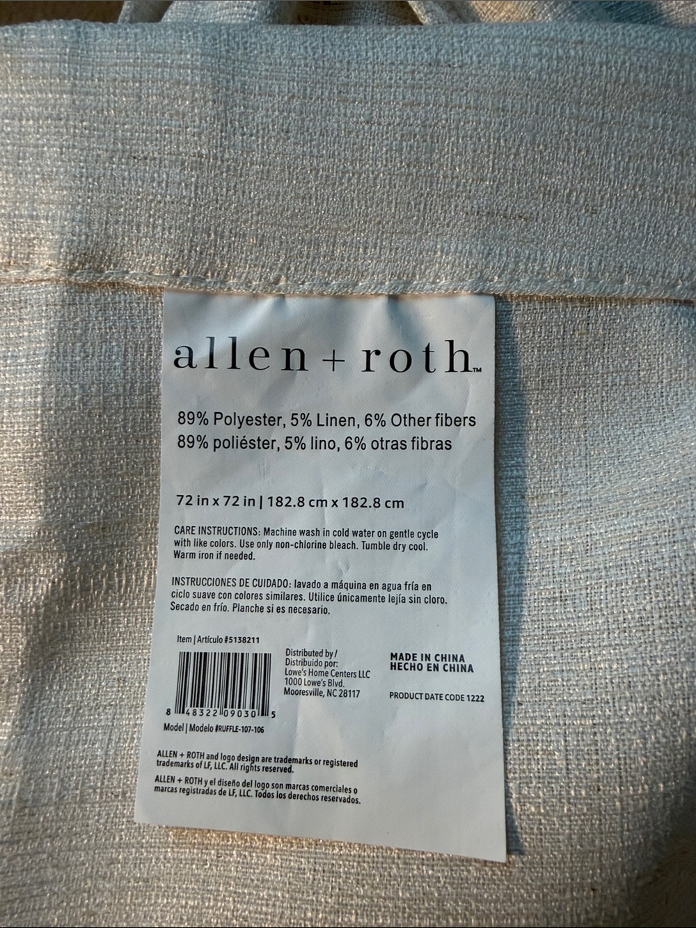 White Ruffled Hem Shower Curtain Panel - Picture 2 of 2